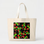 Flores del Bougainvillea en rojo en negro Bolsas Lienzo