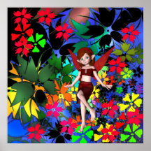 Flores del chica del duendecillo del arte de la fa