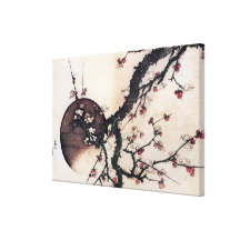 Flores del ciruelo y la luna, lona envuelta para galerias