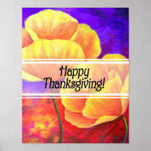 Flores del día de la acción de gracias y pintura d poster