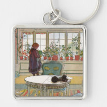 Flores en el Windowsill de Carl Larsson Llaveros Personalizados