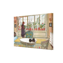 Flores en el Windowsill de Carl Larsson Impresión En Lona Estirada