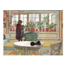 Flores en el Windowsill de Carl Larsson Postal