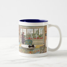 Flores en el Windowsill de Carl Larsson Taza