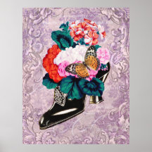 Flores en la impresión del zapato posters
