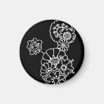 Flores en negro iman para frigorífico