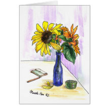 Flores en una botella tarjetas