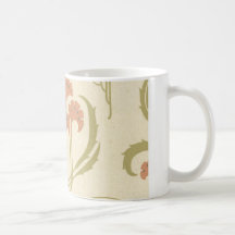 flores exóticas del naranja del nouveau del arte taza de café