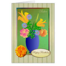 Flores exóticas en un florero - tarjeta de cumplea