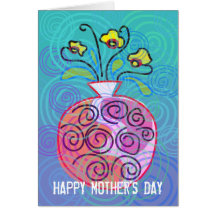 Flores felices del día de madre y tarjeta redonda 