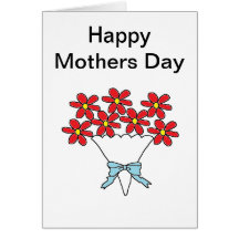 Flores felices del rojo del día de madres tarjeta