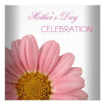 Flores florales rosadas blancas del día de madre invitación personalizada