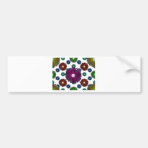 flores inspiradas retras coloreadas brillantes etiqueta de parachoque