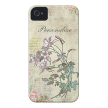 Flores lindas de la lila en fondo del vintage Case-Mate iPhone 4 carcasa