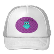 Flores lindas de la púrpura del búho de la turques gorro de camionero