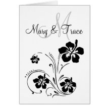 Flores negras de las tarjetas del monograma