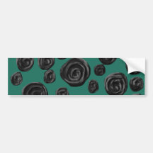 Flores negras en verde de jade etiqueta de parachoque