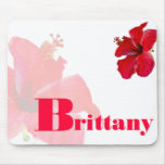 Flores personalizadas del hibisco de Hawaii Tapetes De Ratones