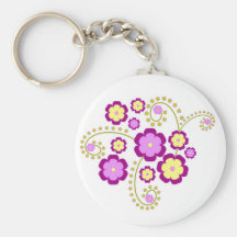 Flores púrpuras llaveros personalizados