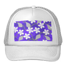 Flores púrpuras y blancas. Modelo floral Gorras
