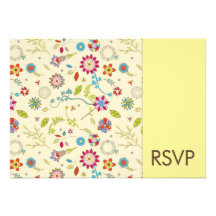 Flores retras · Amarillo · Invitación RSVP del bod