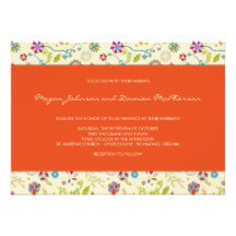 Flores retras · Rojo · Invitación del boda