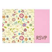 Flores retras · Rosa · Invitación RSVP del boda