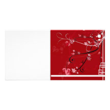 Flores rojas tarjeta con foto personalizada