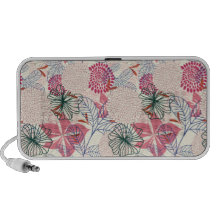 Flores rosadas, azules y verdes laptop altavoz