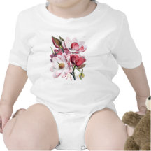 Flores rosadas de la magnolia trajes de bebé