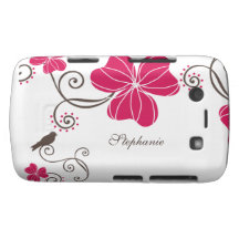 Flores rosadas de moda y caja intrépida de la zarz blackberry bold fundas