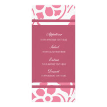 Flores rosadas y blancas del menú del boda tarjetas publicitarias personalizadas