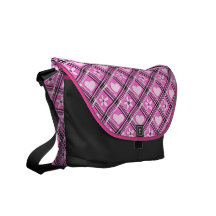 Flores rosadas y corazones modelados bolsas de mensajeria
