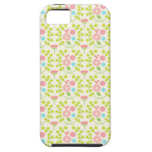 Flores rosadas y hojas verdes de las vides iPhone 5 protectores
