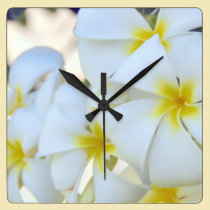 Flores tropicales del Plumeria reloj de pared