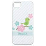 Flores verdes del pájaro y de la cereza iPhone 5 Case-Mate carcasa
