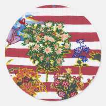 Flores y bandera patrióticas pegatina
