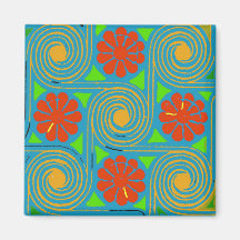 Flores y círculos abstractos imán de frigorifico