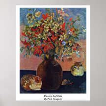 Flores y gatos de Paul Gauguin Posters