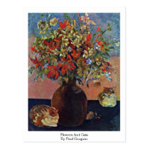 Flores y gatos de Paul Gauguin Tarjetas Postales