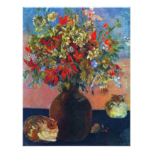 Flores y gatos por Gauguin, impresionismo del vint Comunicado Personal