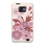 Flores y hojas rosadas retras galaxy s2 fundas
