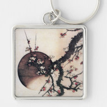 Flores y la luna, Hokusai del ciruelo Llavero