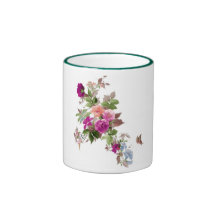 Flores y mariposa l jardín de la felicidad tazas de café