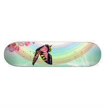flores y mariposa verdes de la primavera monopatin personalizado