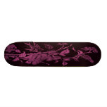 Flores y pájaros, rosa del diseño gráfico y negro tabla de skate