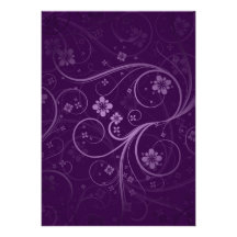 Flores y regalo púrpuras de los remolinos invitación personalizada