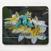 Flores y tortuga del Plumeria de Hawaii Alfombrillas De Raton