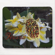 Flores y tortuga del Plumeria de Hawaii Tapetes De Raton
