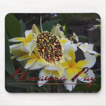Flores y tortuga del Plumeria de Hawaii Alfombrilla De Raton